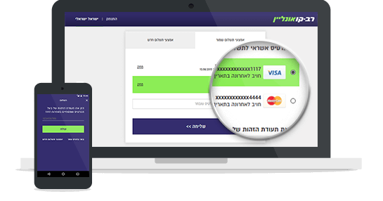 Screenshot of the Rav-Kav Online payment page